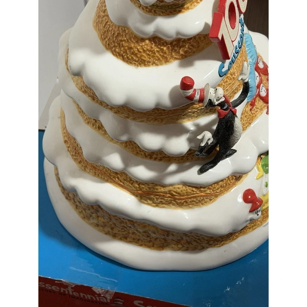 Vandor Dr Seuss 100th  Seussentennial Cat In Hat Cookie Jar‎ Birthday Cake Flaws